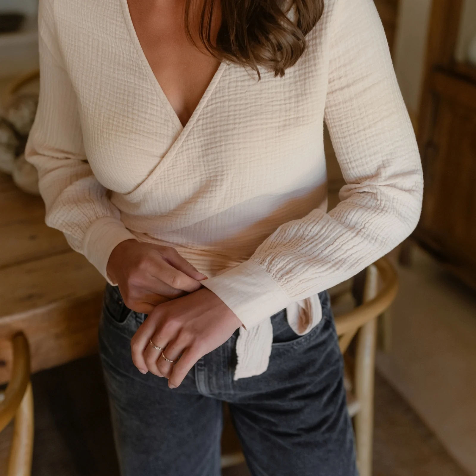 Musselin Wickelbluse Freda - Image 17