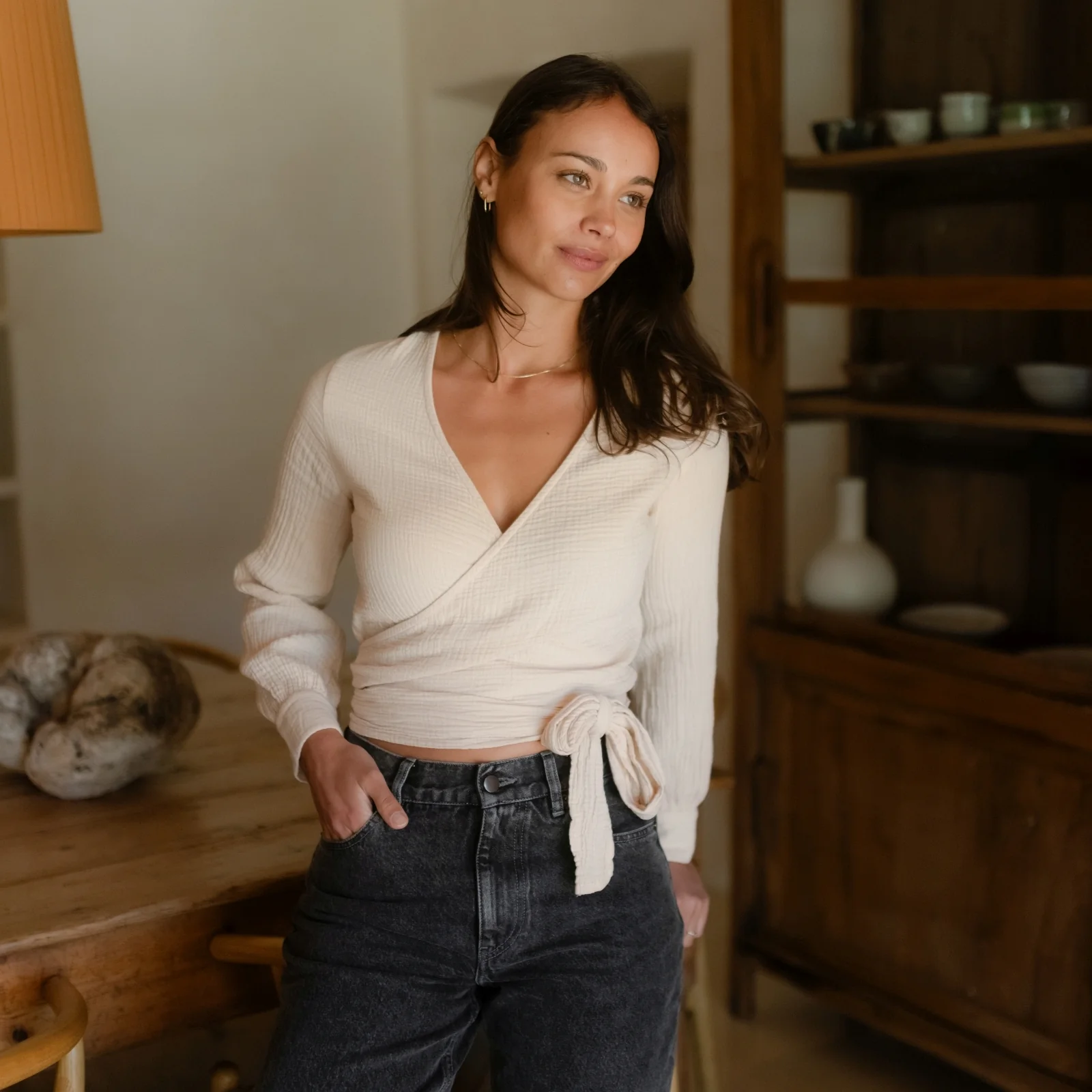 Musselin Wickelbluse Freda - Image 8